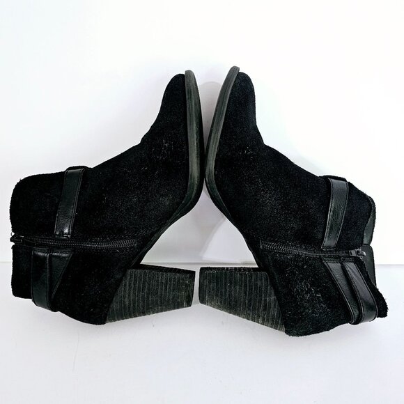 Crown Vintage Black Ankle Boots 8.5M Leather Block Heel‎ Womens Liberty《974》B - Picture 6 of 9